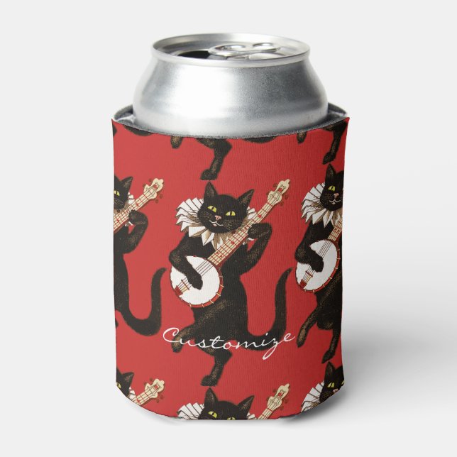 Porta-lata Cat tocando Banjo Thunder_Cove (Can Front)