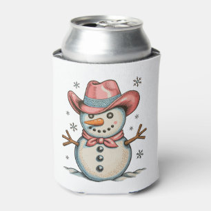 Porta-lata Caubói Ocidental Rosa Snowman Natal Xmas Feminino