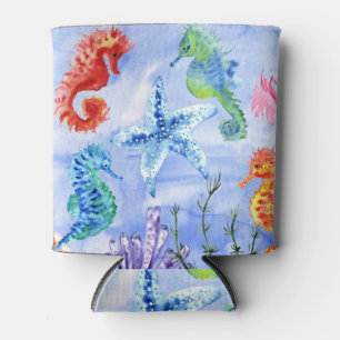 Porta-lata Cavalos-marinhos E Starfish Com Padrão De Corais