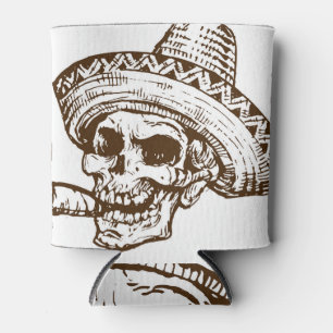 Porta-lata Caveira de Tabagismo: Ilustração do Chapéu Mexican