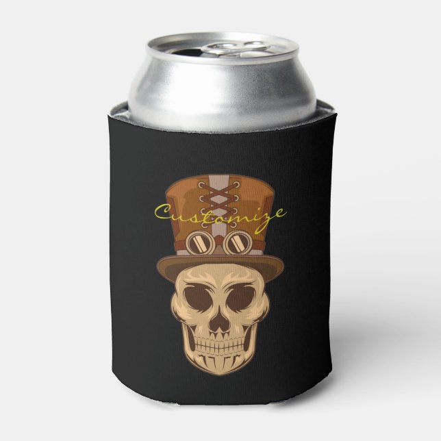 Porta-lata Caveira Steampunk em Top Hat Thunder_Cove (Can Front)