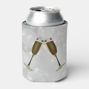 Porta-lata Celebração de Óculos de Champanhe Dourada em Prata