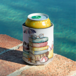 Porta-lata CENA DE PRAIA DE VERÃO EM Aquarela PASTEL COM LIVR