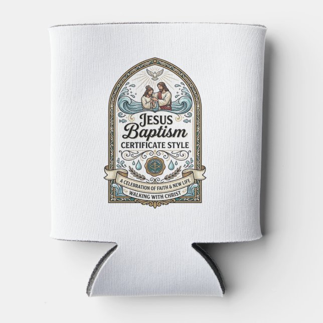 Porta-lata Certificado de Batismo de Jesus Estilo Certificado (Frente)