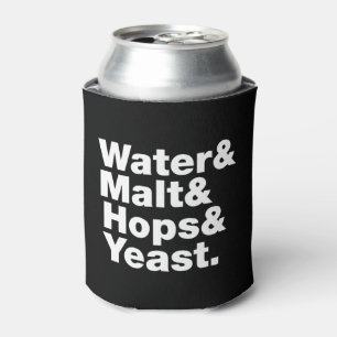Porta-lata Cerveja = Água, Malte e Saltos e levedura.