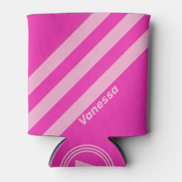 Porta-lata Céu Rosa Retro Três Listras com Nome