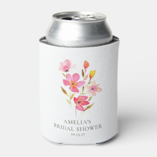 Porta-lata Chá de Bebê Floral em Aquarela Rosa Encantador