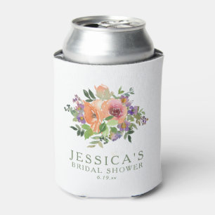 Porta-lata Chá de Bebê Floral Laranja Aquarela Personalizado
