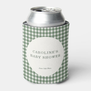 Porta-lata Chá de Bebê Personalizado Xadrez Gingham Verde Sal