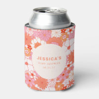 Chá de fraldas Floral Laranja Cor-de-Rosa Retro
