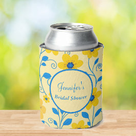 Porta-lata Chá de Panela - Amarelo Manteiga e Floral Azul