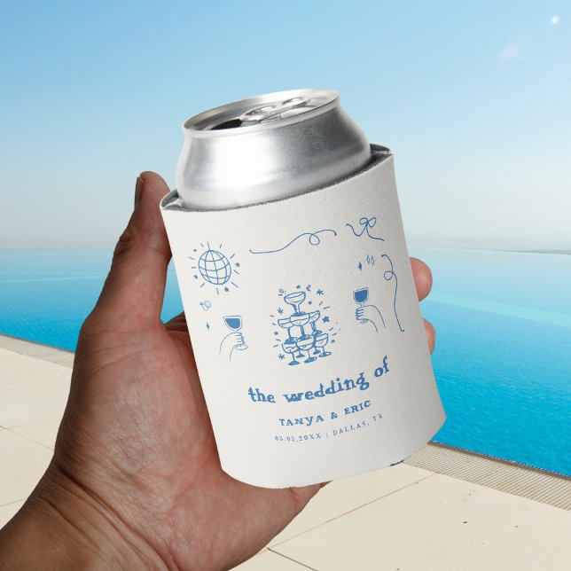 Porta-lata Champagne Desenhado Mão Champanhe Francês Vestido (Criador carregado)