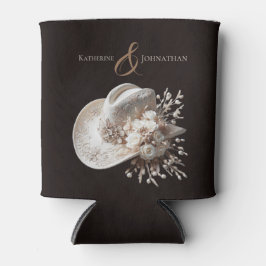 Porta-lata Chapéu branco com flores