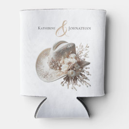 Porta-lata Chapéu branco com flores