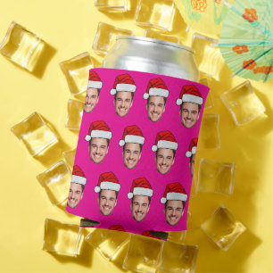 Porta-lata Chapéu de Papai Noel com Rosto de Natal Personaliz