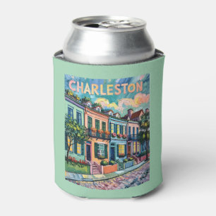 Porta-lata Charleston Rainbow Row Colorida Van Gogh Viagem