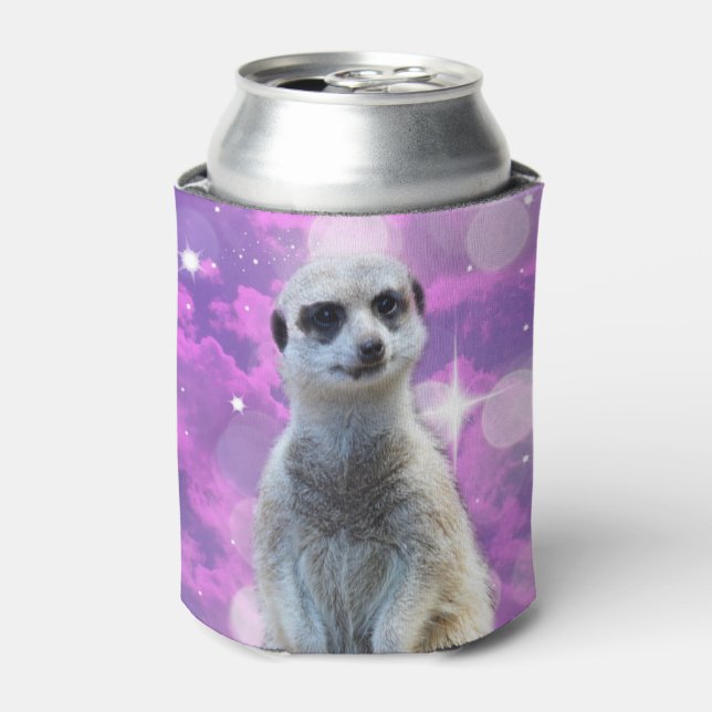 Porta-lata Charme Shimmering: Meerkat no fundo do livro rosa (Can Front)