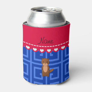 Porta-lata Chave grega azul personalizada da lontra conhecida