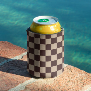 Porta-lata Checkerboard de café castanho