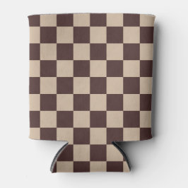 Porta-lata Checkerboard de café castanho