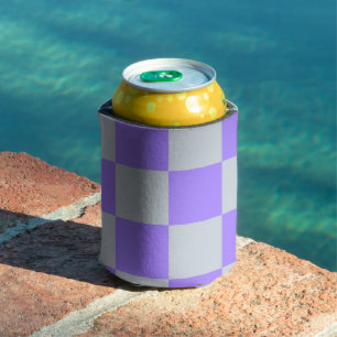 Porta-lata Checkerboard Roxo Geométrico Moderno Clássico
