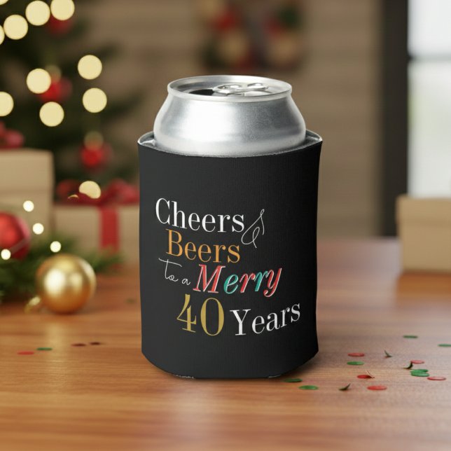 Porta-lata Cheers Beers Merry 40th Christmas Birthday Party (Criador carregado)