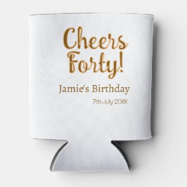 Porta-lata Cheers forty orange brown calligraphy birthday nam