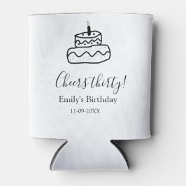 Porta-lata Cheers thirty birthday cake black scribble hand