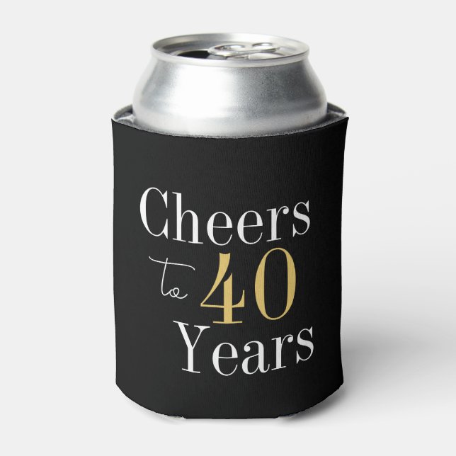 Porta-lata Cheers to 40 years Black and Gold Birthday (Can Front)