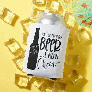 Porta-lata Cheio de cerveja de Natal e animação   Bebendo e
