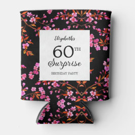 Porta-lata Cherry Blossom Floral Surpresa Preta Aniversário