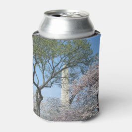 Porta-lata Cherry Blossoms e o Monumento de Washington em DC