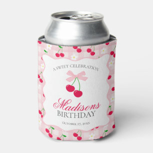 Porta-lata Cherry Sweet Pink Coquette Arco Birthday Favor
