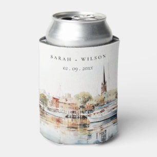 Porta-lata Chic Annapolis Maryland Watercolor Wedding
