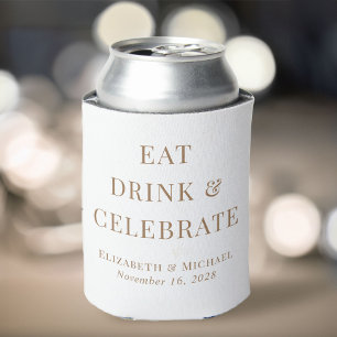 Porta-lata Chic Comer Beber Celebrar Bodas White Gold