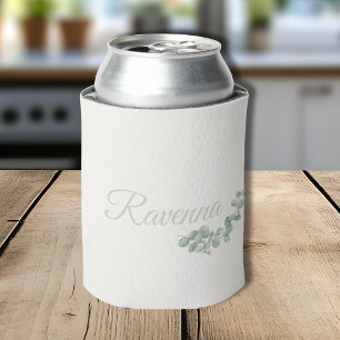 Porta-lata Chic Eucalipto Sálvia Marfim Nome Personalizado