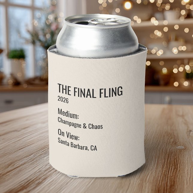 Porta-lata Chic Minimal Museum Label Bachelorette Party Favor (Criador carregado)