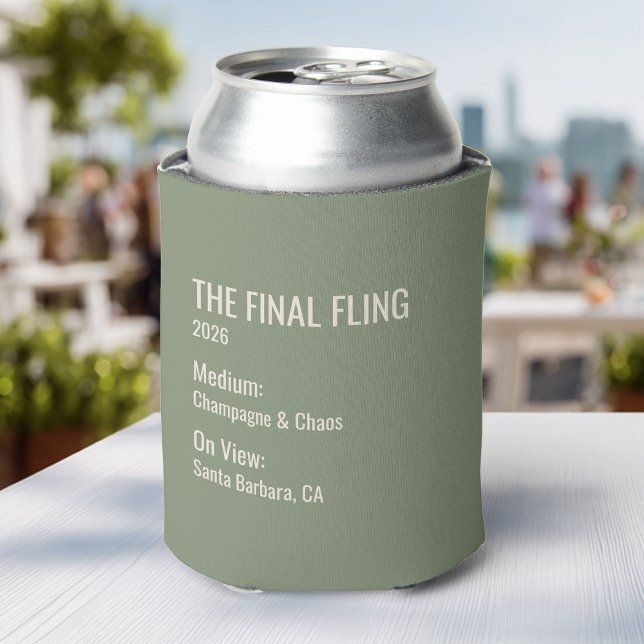 Porta-lata Chic Minimal Museum Label Bachelorette Party Favor (Criador carregado)