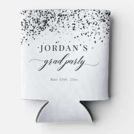 Porta-lata Chic Script Black Confetti Graduation