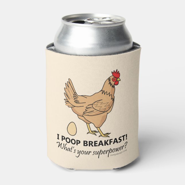 Porta-lata Chicken Poops Breakfast Design (Can Front)