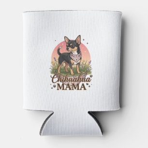 Porta-lata Chihuahua Mama Cachorro Bandana Floral Rosa_1