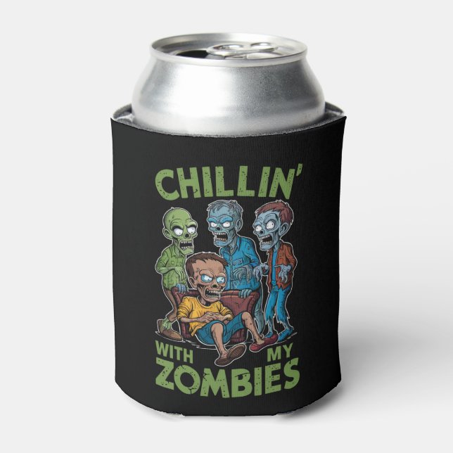 Porta-lata Chillin Com Meus Zombies Halloween Garotos Engraça (Can Front)