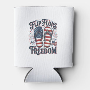 Porta-lata Chinelos Liberdade Patriótico Verão Camisa Design_