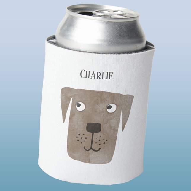 Porta-lata Chocolate divertido Labrador - Cachorro do Retriev (Chocolate Labrador Retriever dog fun personalized custom name can cooler)