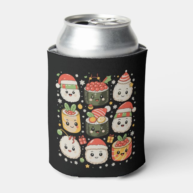 Porta-lata Christmas Kawaii Sushi Santa Japanese Food Xmas (Can Front)