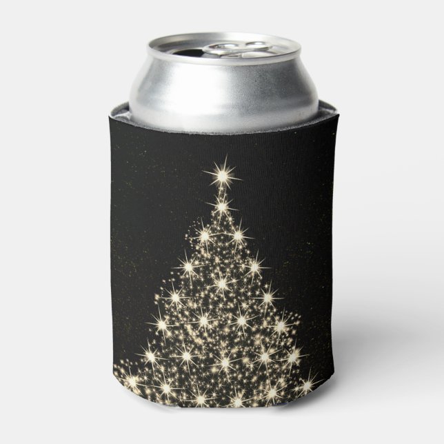 Porta-lata Christmas Party Golden Shiny Tree Winter Black (Can Front)
