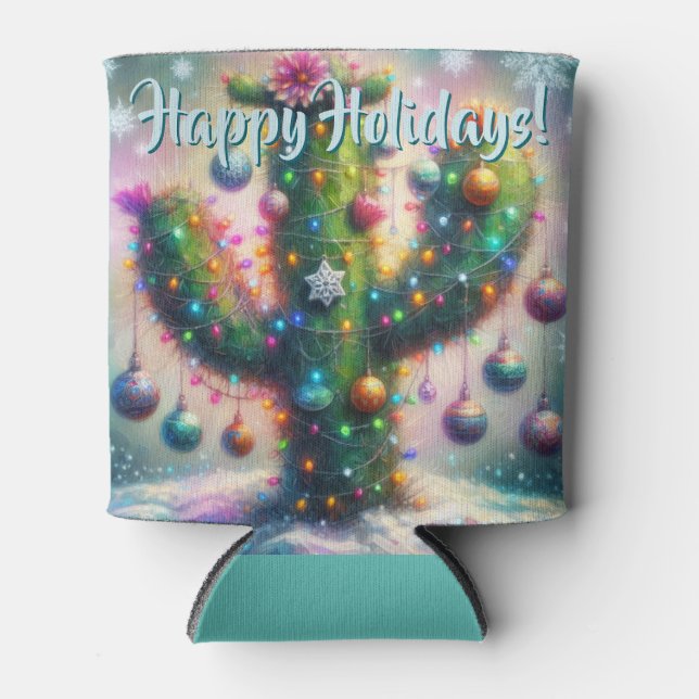 Porta-lata Christmas Saguaro Cactus Whimsical Desert Holiday (Frente)