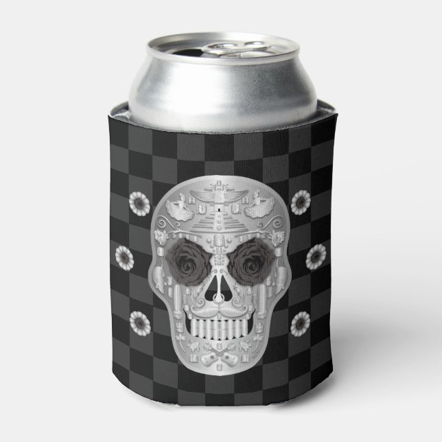 Porta-lata Chrome Calavera (Rosa preto) pode resfriar (Can Front)