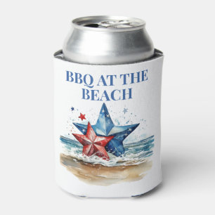 Porta-lata Churrasco azul branco vermelho na praia