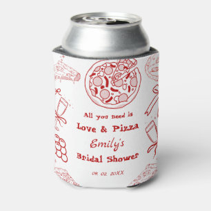 Porta-lata Chuva de Amor & Pizza no Chá de Noiva Desenhado à 